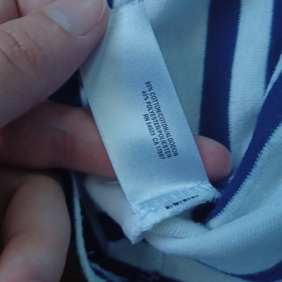 Old Navy Nautical Blue White Striped Boat Neck Long Sleeve T-shirt Sz M - Picture 7 of 9